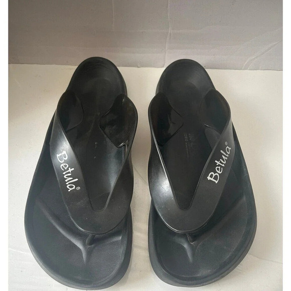 Betula Birkenstock Fussbett Black Sandals Thong Flip Flops - Picture 1 of 7